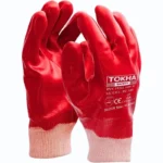 FC320 Polyester Liner With Full Red PVC Coated Work Glove Elastic Cuff - Image 5