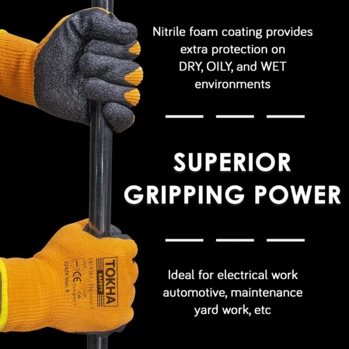 Thermal 7 Black Latex Coated Work Glove With 10 Gauge Orange Thermal Liner - Image 5