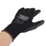 100 BB Black PU Coated Work Glove With 13 Gauge Black Polyester - Image 4