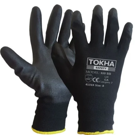 100 BB Black PU Coated Work Glove With 13 Gauge Black Polyester