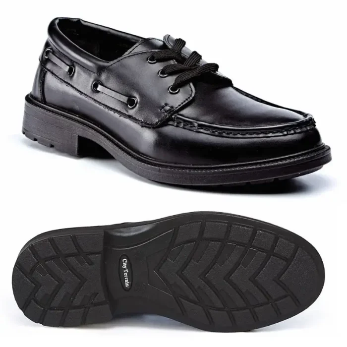 Black Executive Leather Boat Shoe S1P - Image 3