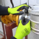 Hi - Viz 7 Black Latex Coated Work Glove With Yellow Thermal Liner - Image 6
