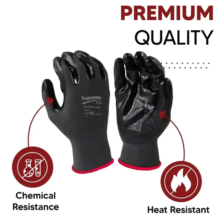 240Pair Black 103BB Nitrile Coated Work Gloves (Size: XL) - Image 3