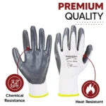 240Pair White Grey 103WG Nitrile Coated Work Gloves (Size: Small) - Image 2