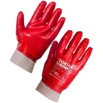 FC320 Polyester Liner With Full Red PVC Coated Work Glove Elastic Cuff - Image 4