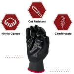 240Pair Black 103BB Nitrile Coated Work Gloves (Size: XL) - Image 4