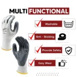 240Pair White Grey 103WG Nitrile Coated Work Gloves (Size: Small) - Image 4