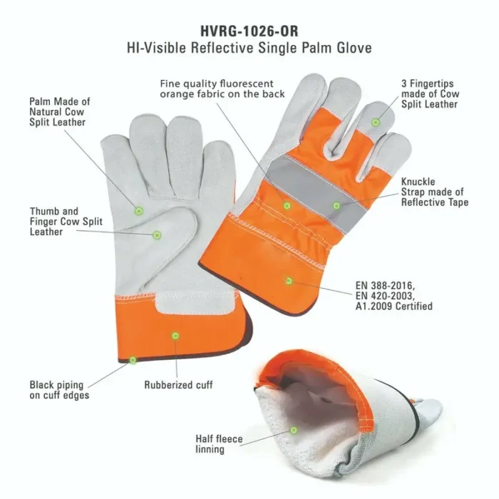 Hi-Viz Thermal Rigger Leather Gloves - Image 3