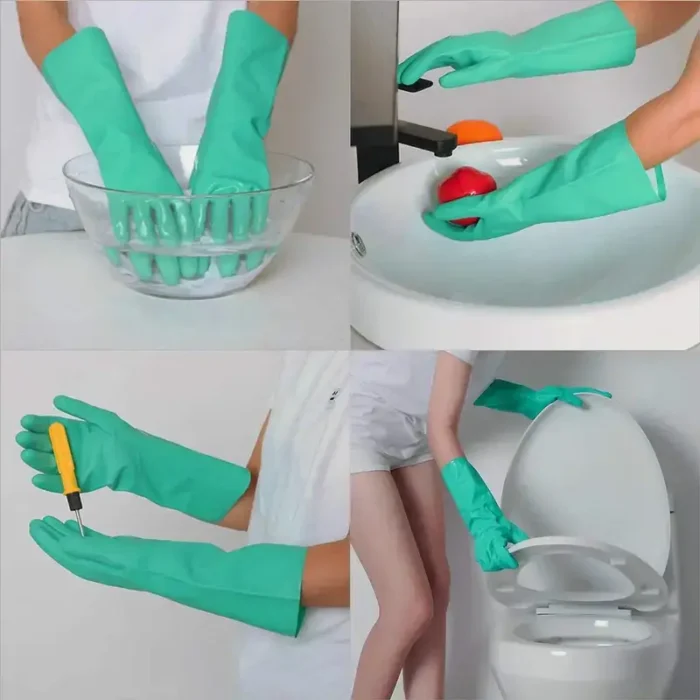 Green Nitrile Rubber Household Gloves - Image 5