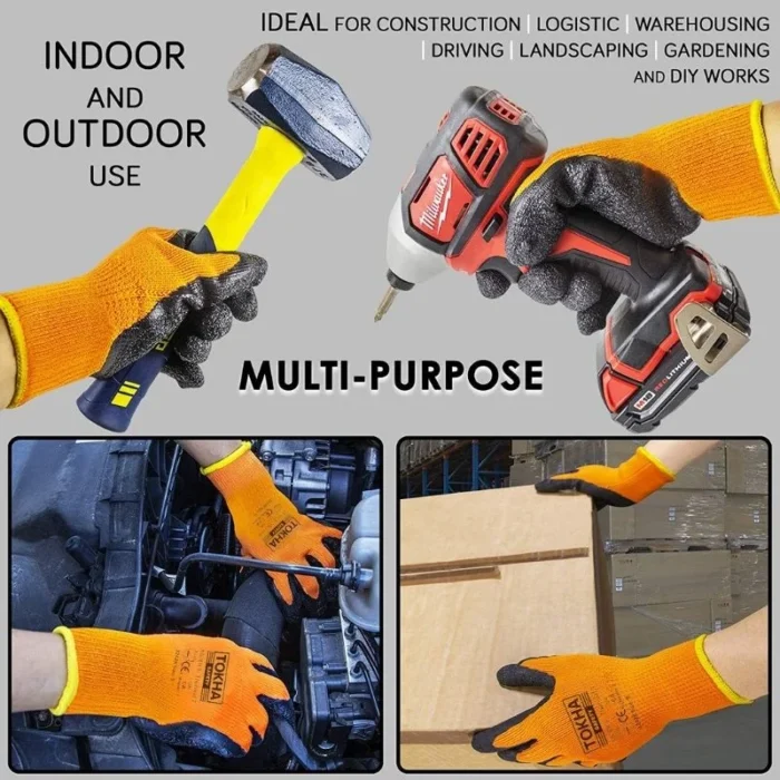 Thermal 7 Black Latex Coated Work Glove With 10 Gauge Orange Thermal Liner - Image 2