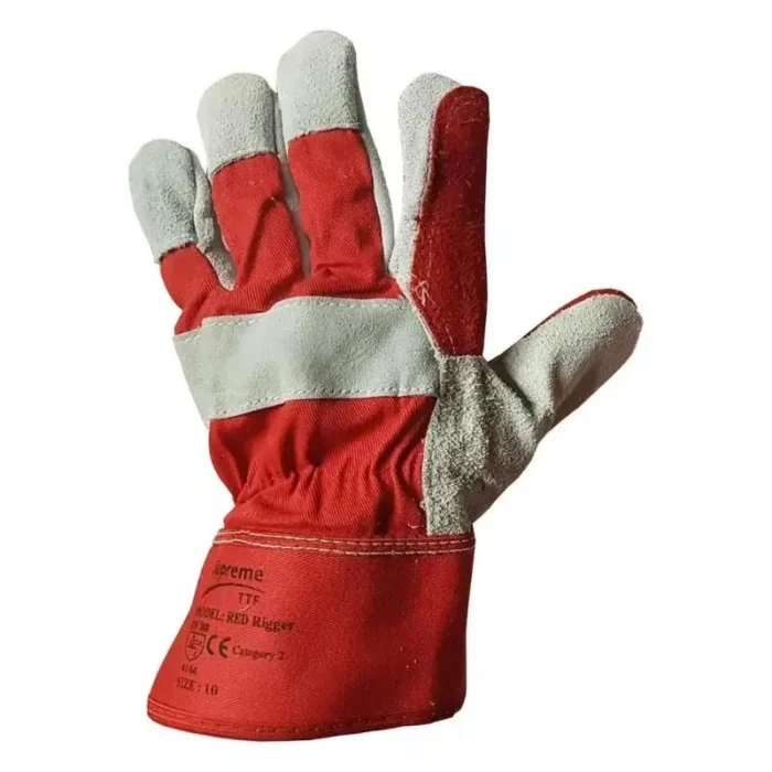 Double Palm Canadian Leather Red Rigger Gloves - Image 5