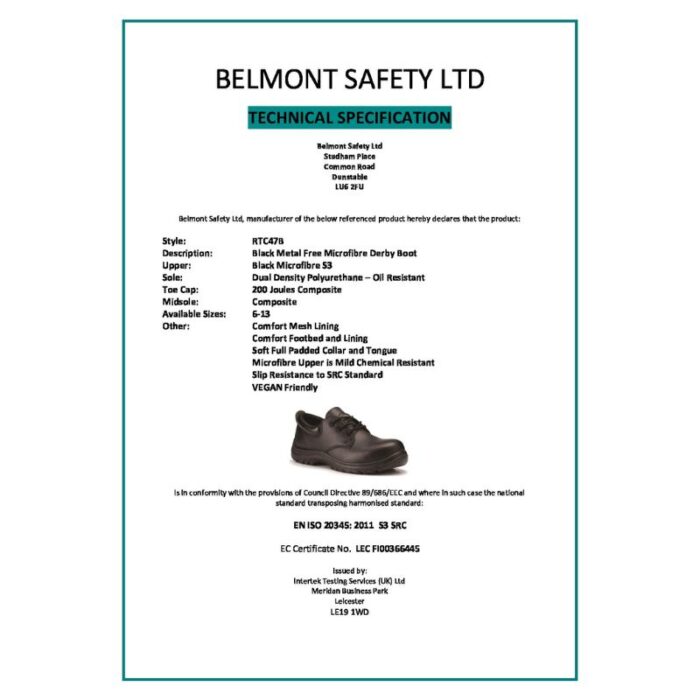 3 Eyelet Shoe Metal-Free Microfibre Water-Resistant, Slip-Resistant Safety Footwear - Image 3