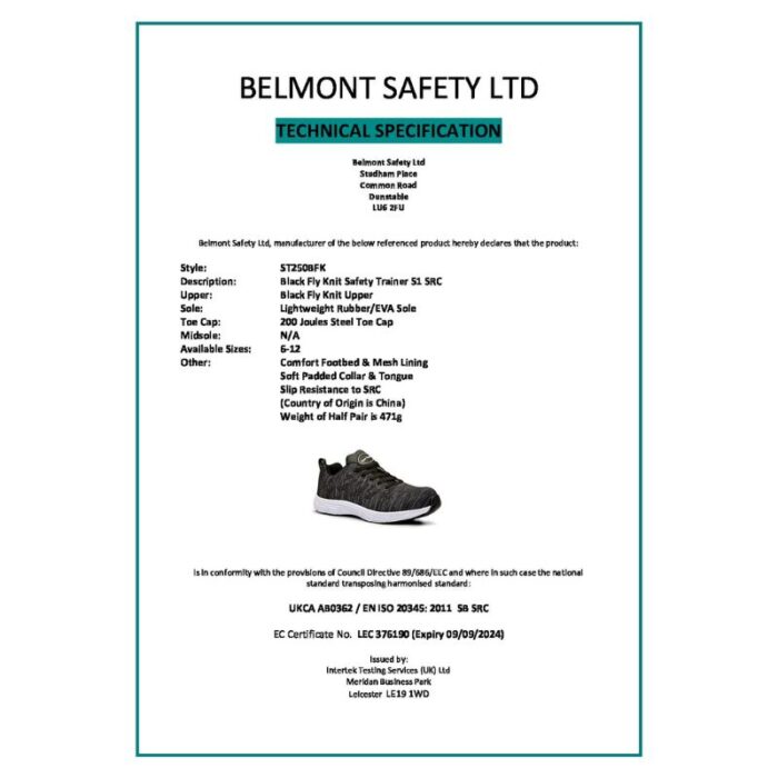 Terrain Sport Shoes Black Flyknit Safety Trainer Lightweight & Stylish Protective Footwear - Image 3