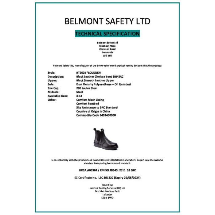 Black Leather Chelsea Boot BOULDER Steel Toe, Slip-Resistant Sole - Image 3