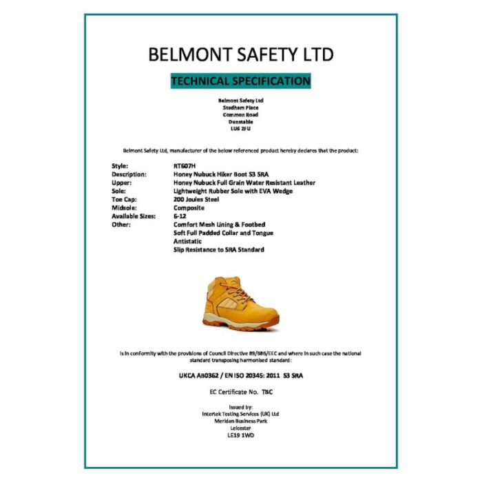 Nubuck Hiking Boot Honey Color Durable, Water-Resistant, Steel Toe Protection - Image 3