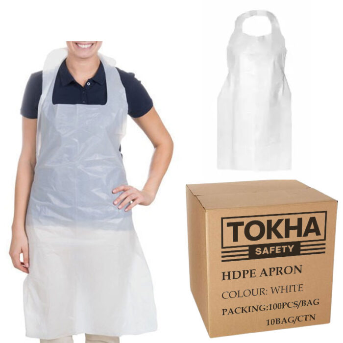 HDPE Disposable Aprons Medical Plastic Flat Pack - White 1000Pcs. - Image 1