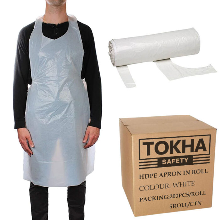 HDPE Disposable Apron Roll Polythene Plastic Aprons - White 1000Pcs. - Image 1