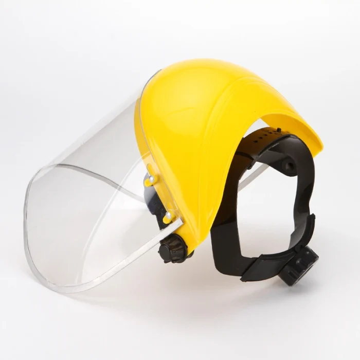 PC/PP Clear Visor Face Shield Safety Helmet Face Mask with Yellow Headgear - Image 6