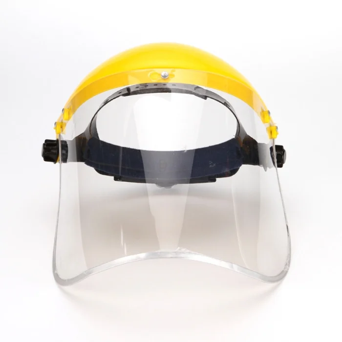 PC/PP Clear Visor Face Shield Safety Helmet Face Mask with Yellow Headgear - Image 5