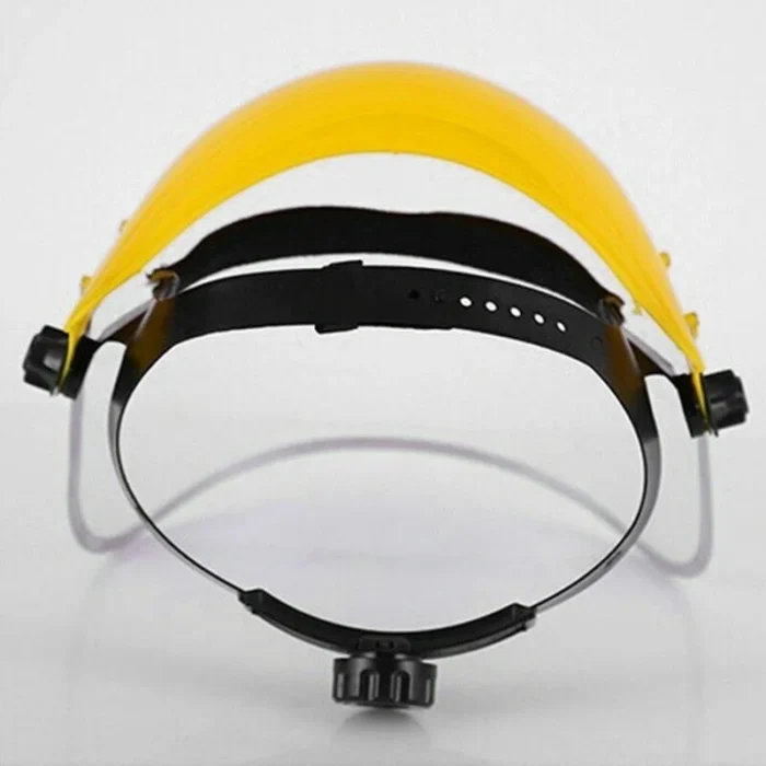 PC/PP Clear Visor Face Shield Safety Helmet Face Mask with Yellow Headgear - Image 4