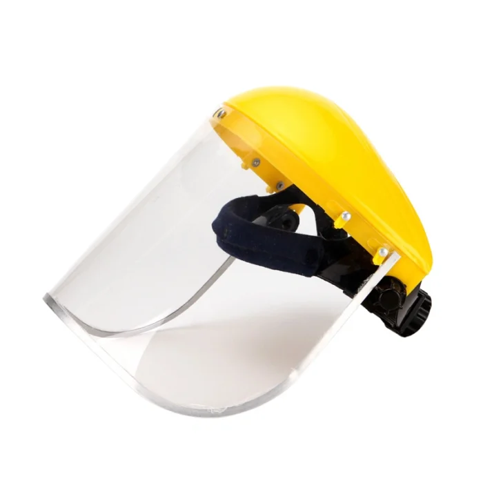 PC/PP Clear Visor Face Shield Safety Helmet Face Mask with Yellow Headgear - Image 2