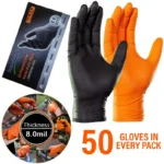 50Pcs. Per Box Diamond Texture Grip Nitrile Glove, Ultra Durable, Powder Free, Touch Screen, Disposable Glove
