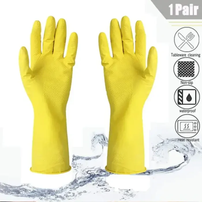 Long Sleeve Rubber Gloves Latex Household Cleaning Dishwashing Laundry Kitchen Gloves - Image 2