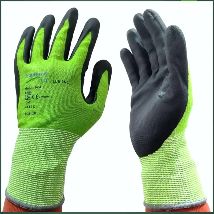 Cut Resistant Gloves 15G HPPE Shell Hand Protection Builders Grip Mechanic Glove - Image 1