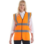 Orange Safety High Visibility Vest 80 GSM Knitted Reflective Jacket Waistcoat - Image 3