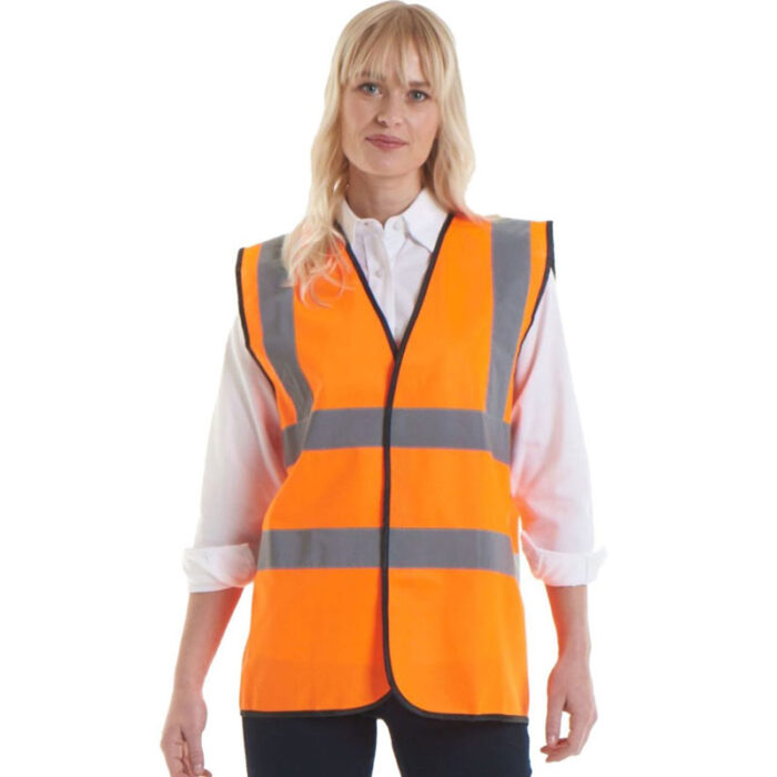 Orange Safety High Visibility Vest 80 GSM Knitted Reflective Jacket Waistcoat - Image 3
