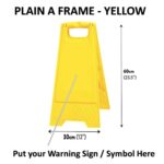Yellow Plain A Frame For Caution / Warning Sign - Size 60 x 30 CM - Image 2